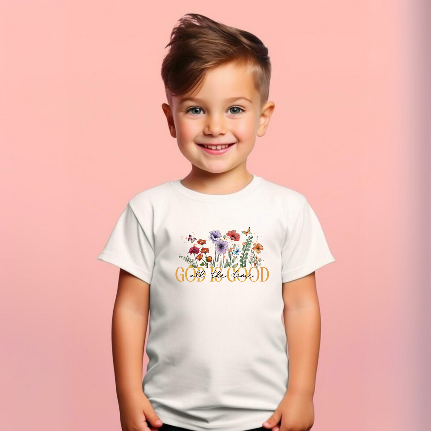 God is good all the time, Boy's Crew Neck T-Shirt