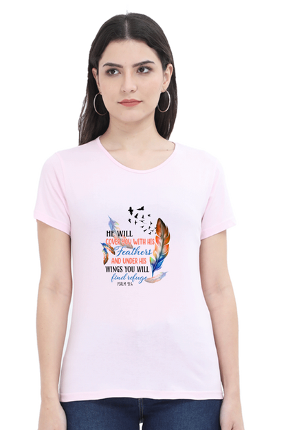 He will cover you with his feathers, Women's t-shirt