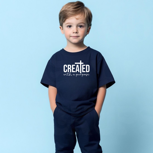 Created with a purpose, Boy's Crew Neck T-Shirt