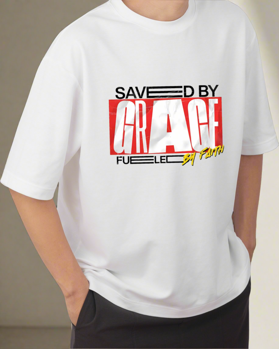 Saved by grace, Unisex Oversized Classic T-Shirt