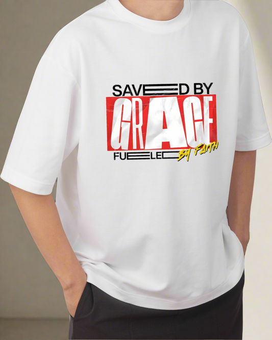Saved by grace, Unisex Oversized Classic T-Shirt