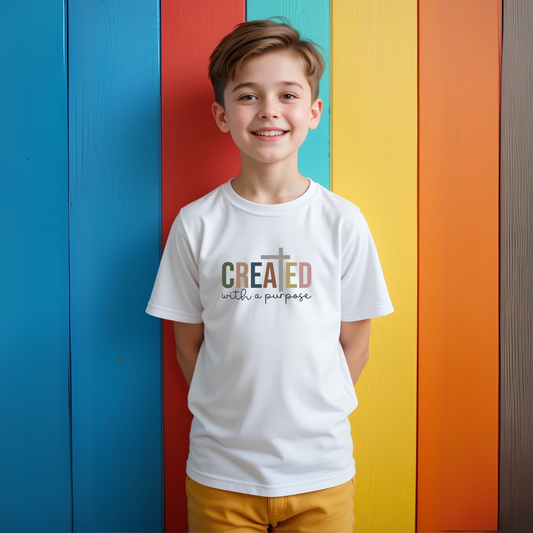 Created with a purpose, Boy's Crew Neck T-Shirt